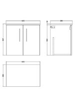 600mm Wall Hung 2-Door Vanity & Worktop - Image 2