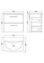 600mm Wall Hung 2-Drawer Vanity & Basin 4 - Image 2