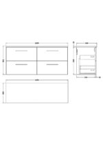 1200mm Wall Hung 4-Drawer Vanity & Laminate Worktop - Image 2