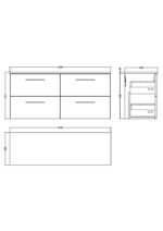 1200mm Wall Hung 4-Drawer Vanity & Worktop - Image 2