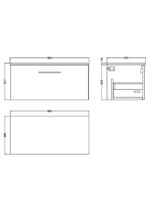 800mm Wall Hung 1-Drawer Vanity & Worktop - Image 2