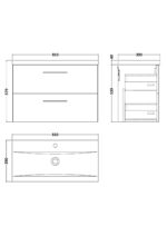 800mm Wall Hung 2-Drawer Vanity & Basin 1 - Image 2
