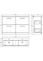 Nuie Arno 1200mm Floor Standing 4-Drawer Vanity & Double Basin - Image 4