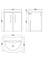 500mm Wall Hung 2-Door Vanity & Basin 4 - Image 2