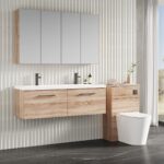 1200mm Wall Hung 2-Drawer Vanity & Double Basin - Image 4