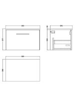 600mm Wall Hung 1-Drawer Vanity & Worktop - Image 4