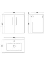 600mm Wall Hung 2-Door Vanity & Basin 2 - Image 4