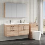 1200mm Wall Hung 4-Door Vanity & Double Basin - Image 4
