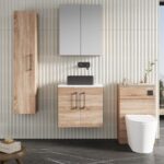 Nuie Arno 600mm Wall Hung 2-Door Vanity & Laminate Worktop - Image 2