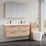 Nuie Arno 1200mm Wall Hung 4-Drawer Vanity & Double Basin - Image 4
