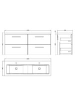 1200mm Wall Hung 4-Drawer Vanity & Double Basin - Image 5