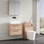 600mm Wall Hung 2-Drawer Vanity & Laminate Worktop - Image 3