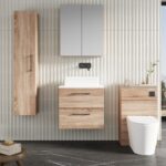 600mm Wall Hung 2-Drawer Vanity & Laminate Worktop - Image 2