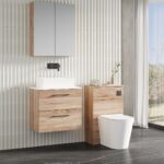600mm Wall Hung 2-Drawer Vanity & Laminate Worktop - Image 3