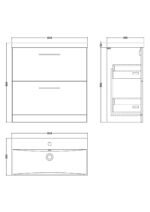 Nuie Arno 800mm Floor Standing 2-Drawer Vanity & Basin 3 - Image 2