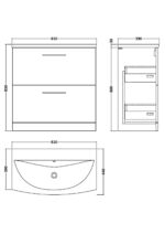 800mm Floor Standing 2-Drawer Vanity & Basin 4 - Image 2