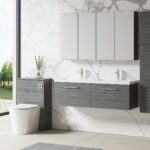 1200mm Wall Hung 2 Drawer Vanity & Double Basin - Image 4
