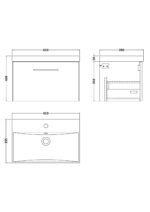 Nuie Arno 600mm Wall Hung 1 Drawer Vanity & Basin 3 - Image 4