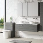 1200mm Wall Hung 2-Drawer Vanity & Laminate Worktop - Image 3