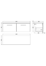 Nuie Arno 1200mm Wall Hung 2-Drawer Vanity & Laminate Worktop - Image 4