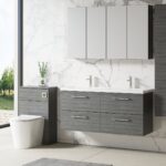 1200mm Wall Hung 4 Drawer Vanity & Double Basin - Image 4