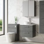 600mm Wall Hung 2-Drawer Vanity & Laminate Worktop - Image 3