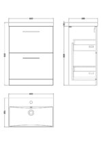 600mm Floor Standing 2 Drawer Vanity & Basin 3 - Image 4
