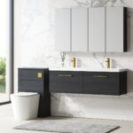 1200mm Wall Hung 2 Drawer Vanity & Double Basin - Image 4