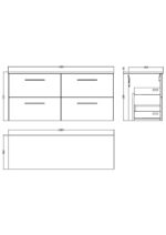 1200mm Wall Hung 4 Drawer Vanity & Worktop - Image 4