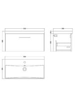 800mm Wall Hung 1 Drawer Vanity & Basin 3 - Image 2