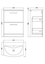 600mm Floor Standing 2 Drawer Vanity & Basin 4 - Image 4
