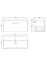 800mm Wall Hung 1 Drawer Vanity & Basin 3 - Image 2