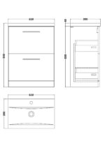 600mm Floor Standing 2 Drawer Vanity & Basin 1 - Image 4