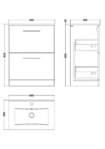 600mm Floor Standing 2 Drawer Vanity & Basin 2 - Image 4