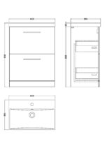 600mm Floor Standing 2 Drawer Vanity & Basin 3 - Image 4