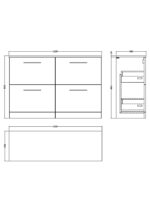 1200mm Floor Standing 4 Drawer Vanity & Worktop - Image 4