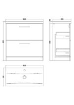 800mm Floor Standing 2 Drawer Vanity & Basin 1 - Image 2