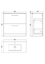 800mm Floor Standing 2 Drawer Vanity & Basin 2 - Image 2