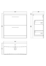 800mm Floor Standing 2 Drawer Vanity & Basin 3 - Image 2
