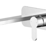 Wall Mounted 2 Tap Hole Basin Mixer With Plate