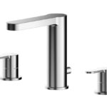 Deck Mounted 3 Tap Hole Basin Mixer With Pop Up Waste