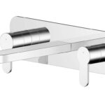 Wall Mounted 3 Tap Hole Basin Mixer With Plate