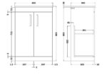 600mm Floor Standing Vanity With Worktop - Image 2