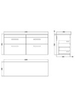 1200mm Wall Hung 4-Drawer Unit & Laminate Worktop - Image 2