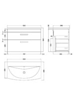 800mm Wall Hung Vanity With Basin 4 - Image 2