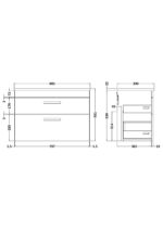 800mm Wall Hung Vanity With Grey Worktop - Image 2