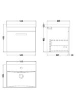 500mm Wall Hung Cabinet With Basin 3 - Image 2
