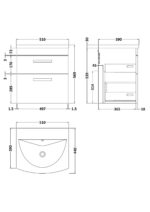 500mm Wall Hung Cabinet With Basin 4 - Image 2