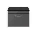 Nuie Athena 600mm Wall Hung Cabinet With Sparkling Black Worktop