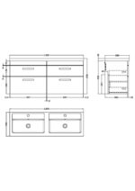 Nuie Athena 1200mm Wall Hung Cabinet With Double Basin - Image 3